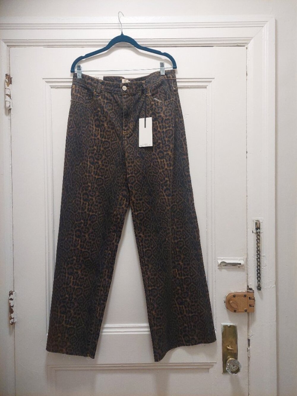 OAT New York  Leopard Print Wide Leg Jeans 12 / 31 NWT